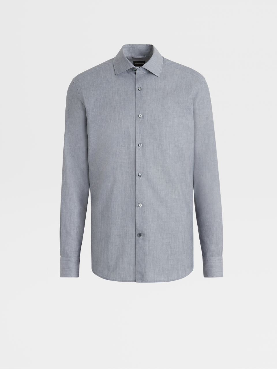 Grey Premium Cotton Long-sleeve Shirt, Regular Fit